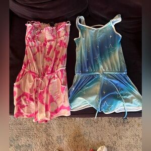 Pixielane Pink Tie-Dye and Blue Star Rompers